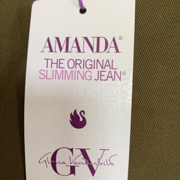 Gloria Vanderbilt Amanda juniper olive original slimming jean size 16 18 - Picture 10 of 17